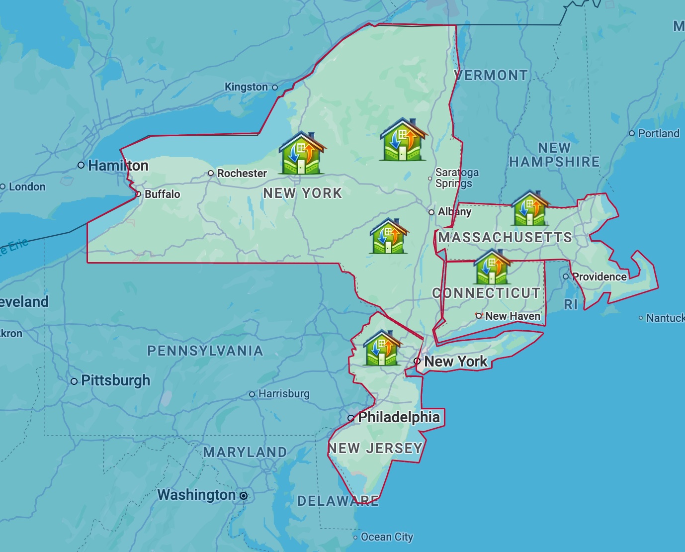 AI Greenhome service area map